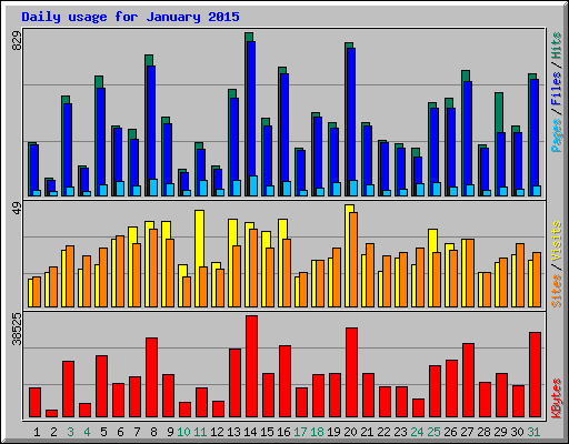 Daily usage for January 2015