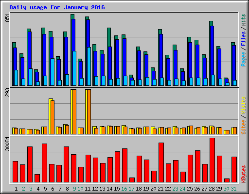 Daily usage for January 2016