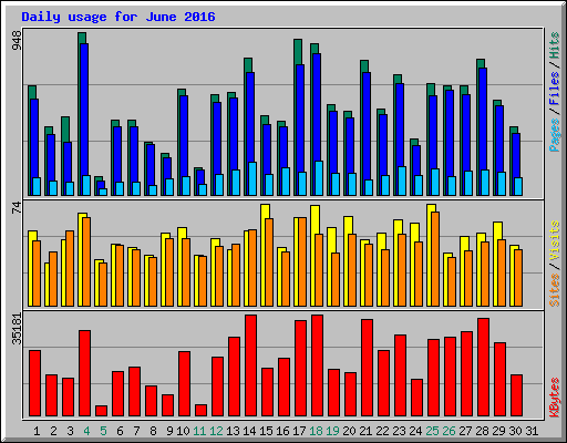 Daily usage for June 2016
