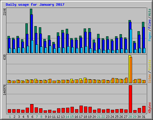 Daily usage for January 2017