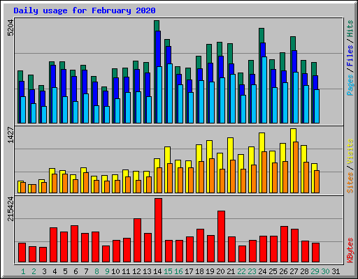 Daily usage for February 2020