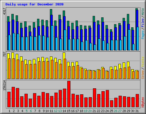 Daily usage for December 2020