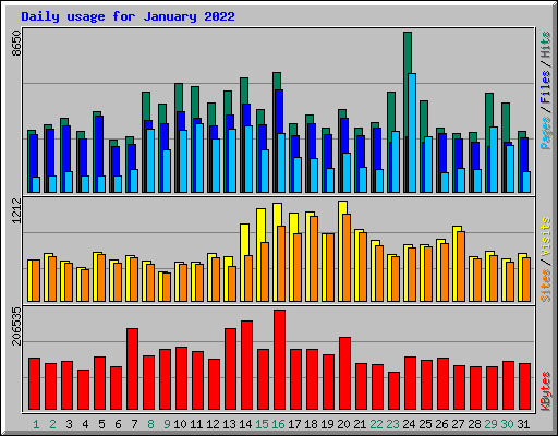 Daily usage for January 2022