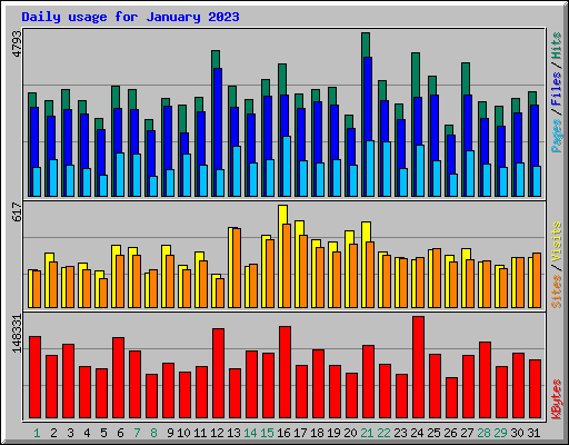 Daily usage for January 2023